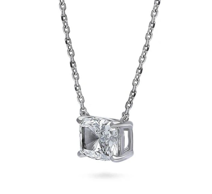 Solitaire East-West 3.5ct Radiant CZ Necklace in Sterling Silver
