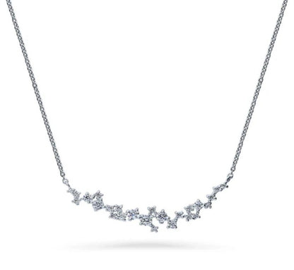 Cluster Bar CZ Pendant Necklace in Sterling Silver