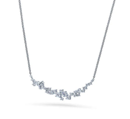 Cluster Bar CZ Pendant Necklace in Sterling Silver