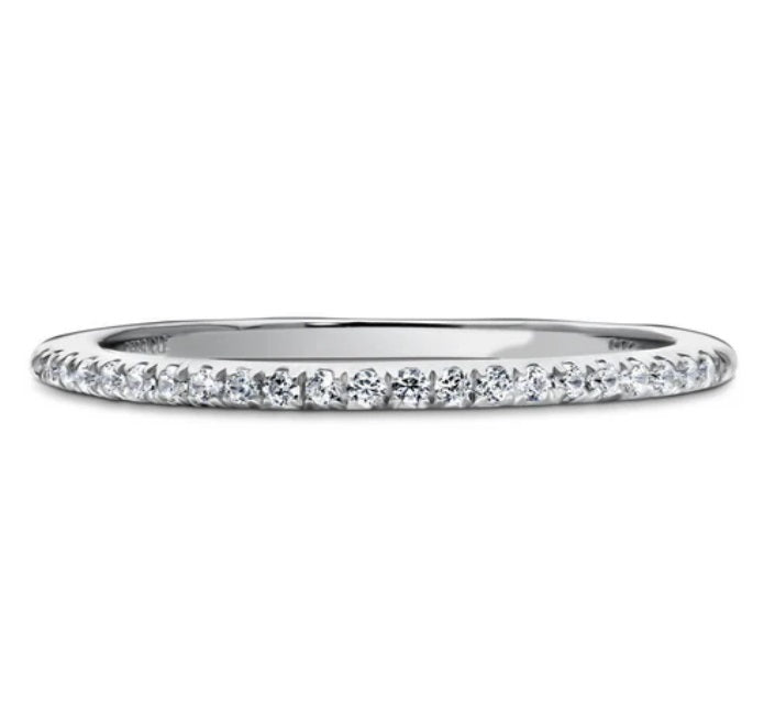 Micro Pave Set CZ Half Eternity Ring in Sterling Silver