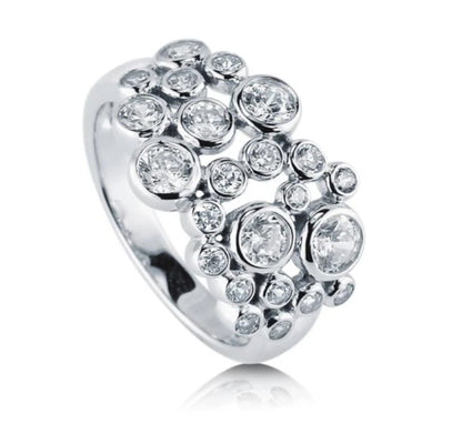 Bubble CZ Ring in Sterling Silver