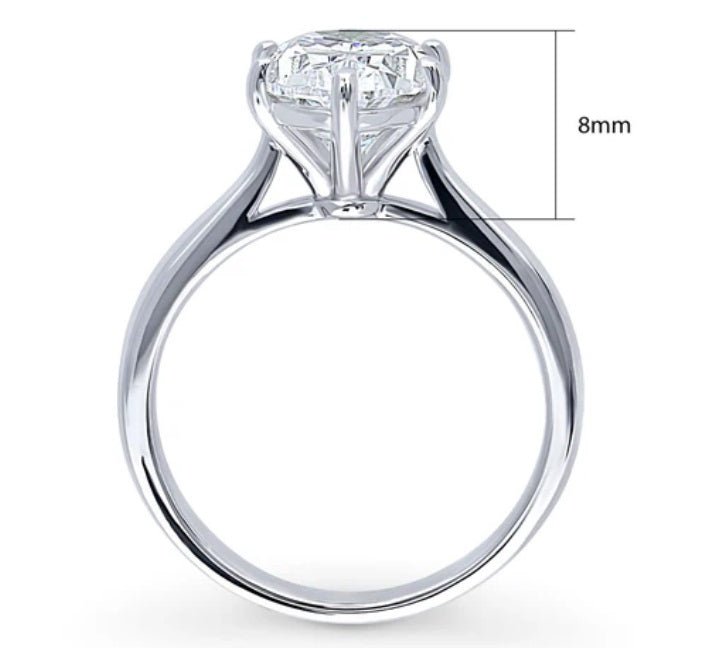 Solitaire 3ct Oval CZ Ring in Sterling Silver