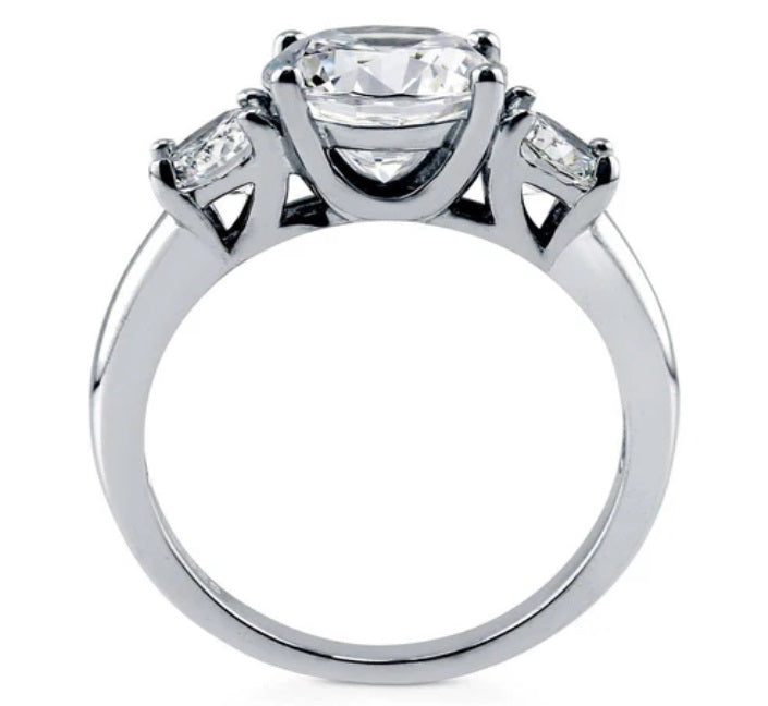3-Stone Round CZ Ring in Sterling Silver