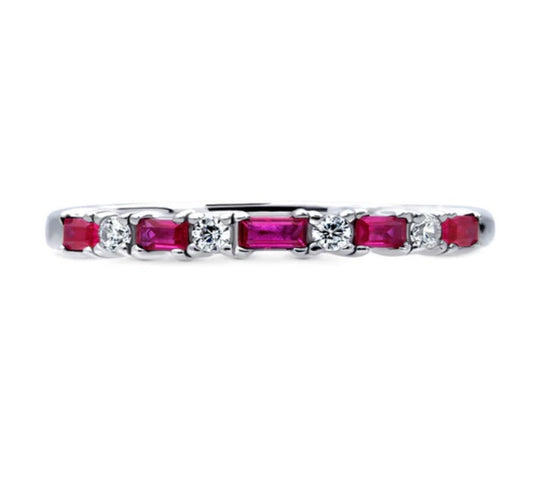 Art Deco CZ Half Eternity Ring in Sterling Silver