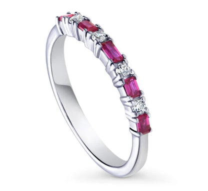Art Deco CZ Half Eternity Ring in Sterling Silver