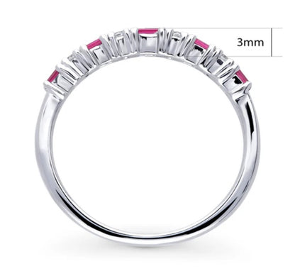 Art Deco CZ Half Eternity Ring in Sterling Silver