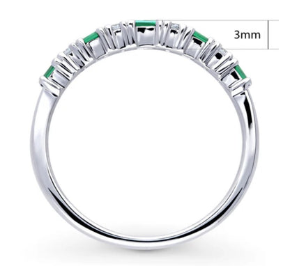 Art Deco CZ Half Eternity Ring in Sterling Silver