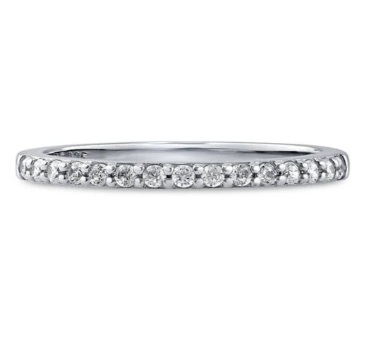 Pave Set CZ Half Eternity Ring in Sterling Silver