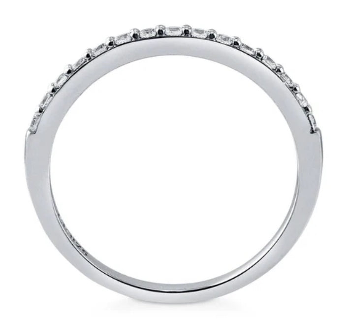 Pave Set CZ Half Eternity Ring in Sterling Silver