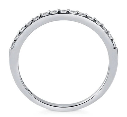 Pave Set CZ Half Eternity Ring in Sterling Silver