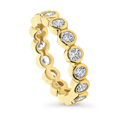 Bubble Bezel Set CZ Eternity Ring in Gold Flashed Sterling Silver