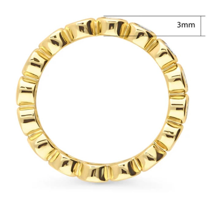 Bubble Bezel Set CZ Eternity Ring in Gold Flashed Sterling Silver
