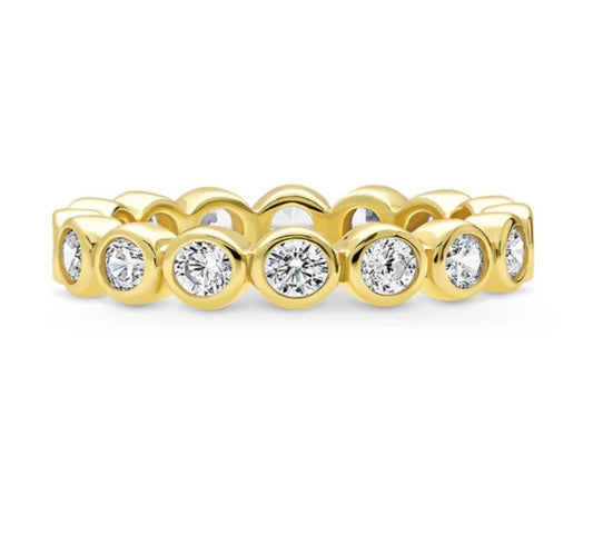 Bubble Bezel Set CZ Eternity Ring in Gold Flashed Sterling Silver