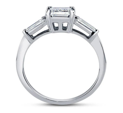 3-Stone Emerald Cut CZ Ring in Sterling Silver