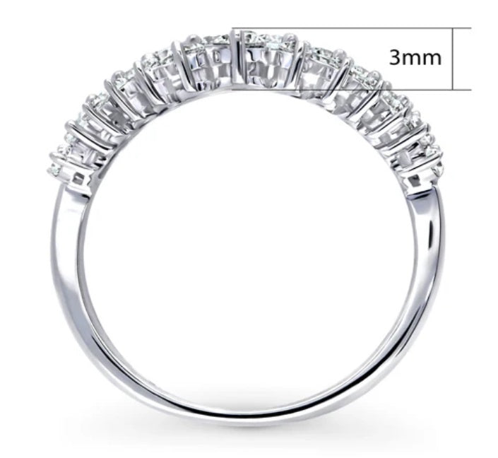 Wishbone Chevron CZ Curved Band in Sterling Silver