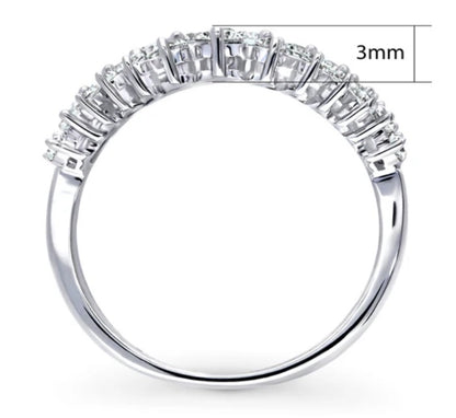 Wishbone Chevron CZ Curved Band in Sterling Silver