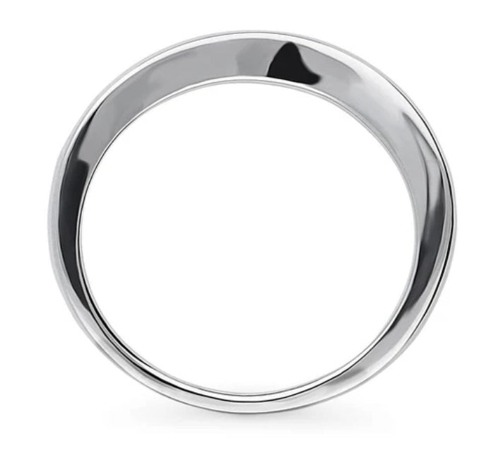 Channel Set CZ Curved Half Eternity Ring in Sterling Silver