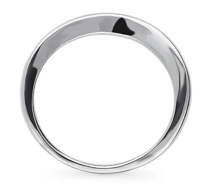 Channel Set CZ Curved Half Eternity Ring in Sterling Silver