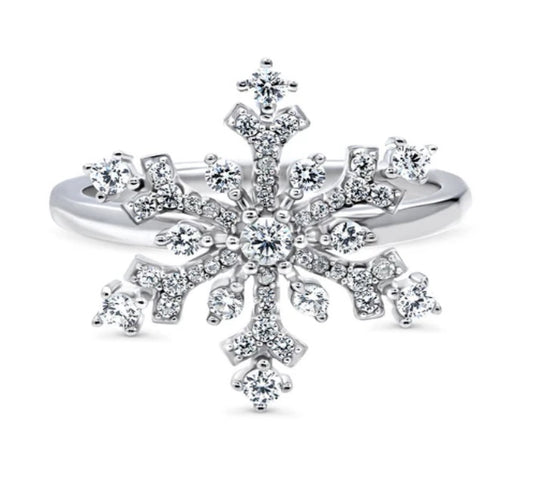 Snowflake CZ Ring in Sterling Silver