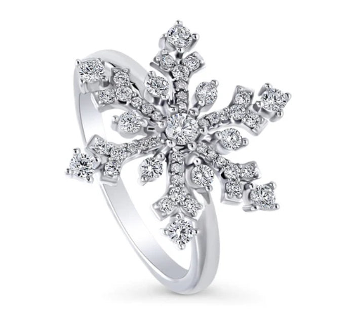 Snowflake CZ Ring in Sterling Silver