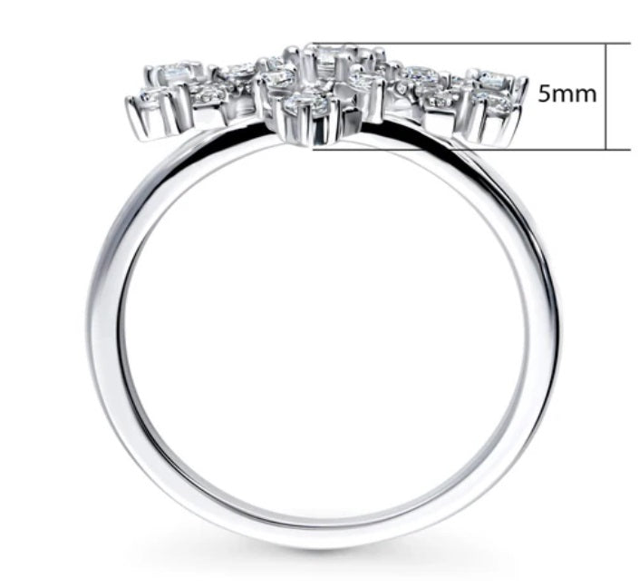 Snowflake CZ Ring in Sterling Silver