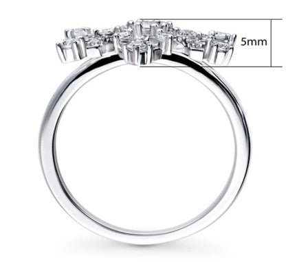 Snowflake CZ Ring in Sterling Silver