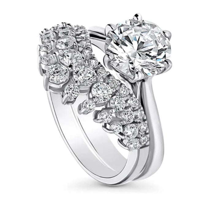 Chevron Crown CZ Ring Set in Sterling Silver