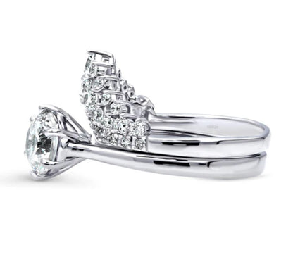 Chevron Crown CZ Ring Set in Sterling Silver
