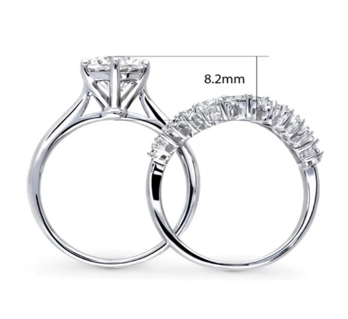 Chevron Crown CZ Ring Set in Sterling Silver