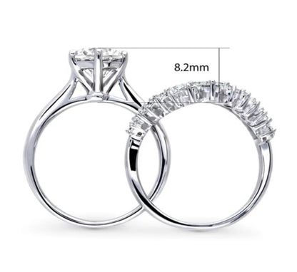 Chevron Crown CZ Ring Set in Sterling Silver
