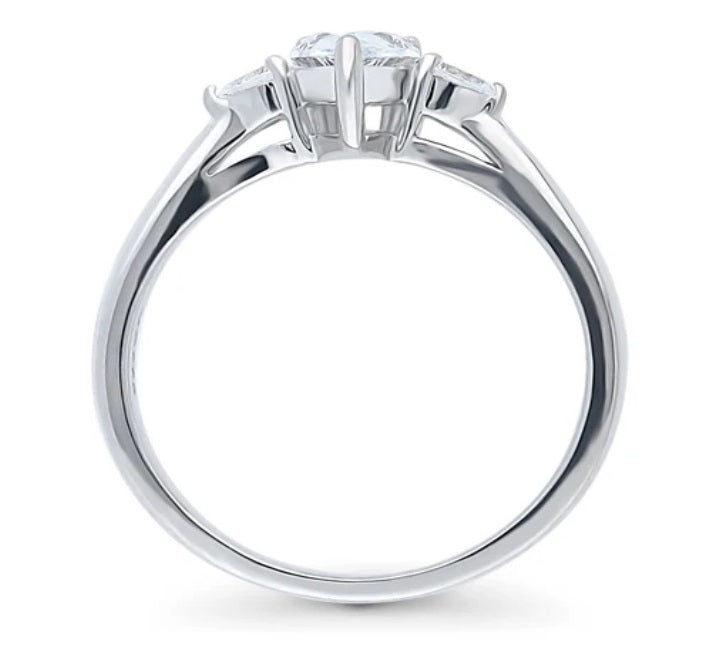 3-Stone Pear CZ Ring in Sterling Silver
