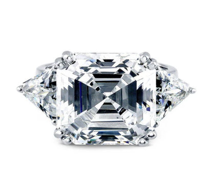 3-Stone Asscher CZ Statement Ring in Sterling Silver