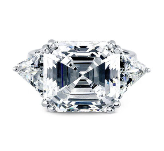 3-Stone Asscher CZ Statement Ring in Sterling Silver