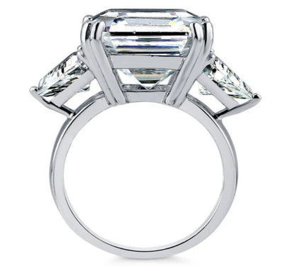 3-Stone Asscher CZ Statement Ring in Sterling Silver