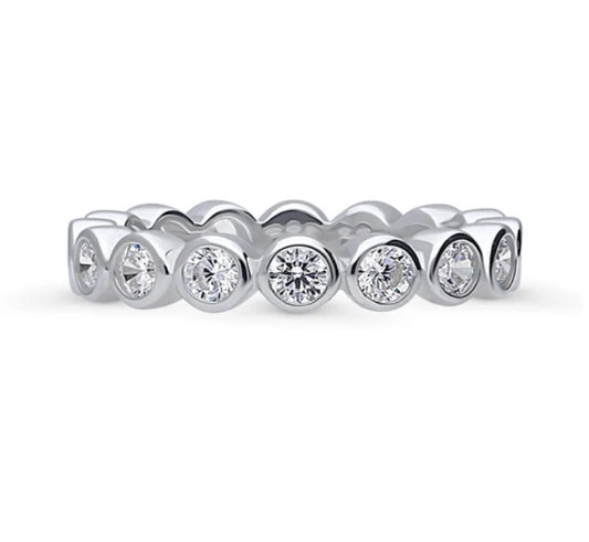 Bubble Bezel Set CZ Eternity Ring in Sterling Silver