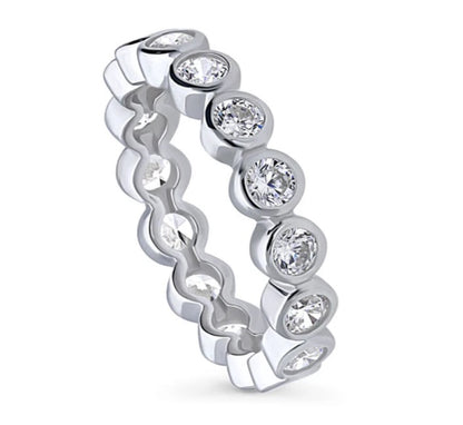 Bubble Bezel Set CZ Eternity Ring in Sterling Silver