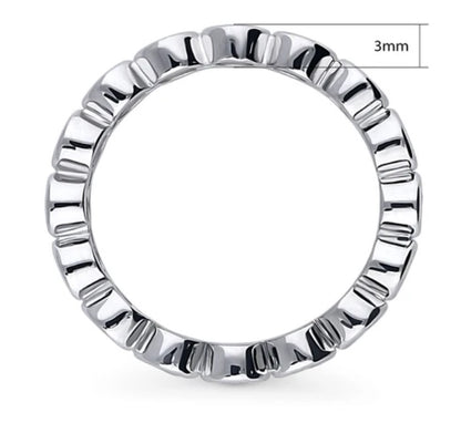 Bubble Bezel Set CZ Eternity Ring in Sterling Silver