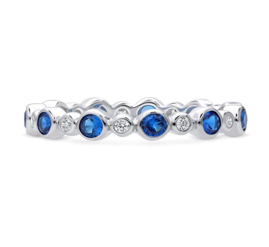 Bubble Bezel Set CZ Eternity Ring in Sterling Silver
