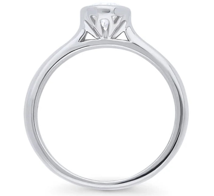 Solitaire 0.8ct Bezel Set Pear CZ Ring in Sterling Silver