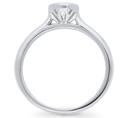 Solitaire 0.8ct Bezel Set Pear CZ Ring in Sterling Silver