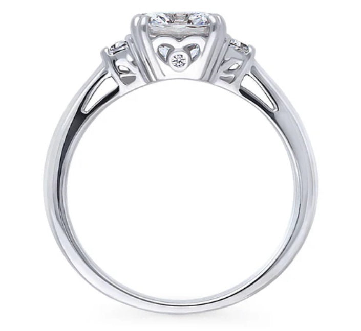 3-Stone Cushion CZ Ring in Sterling Silver