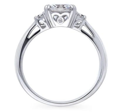 3-Stone Cushion CZ Ring in Sterling Silver
