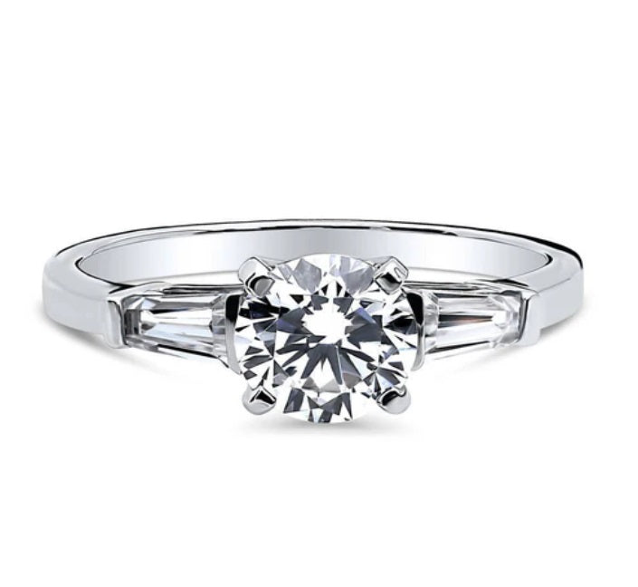 Solitaire 1ct Round CZ Ring in Sterling Silver