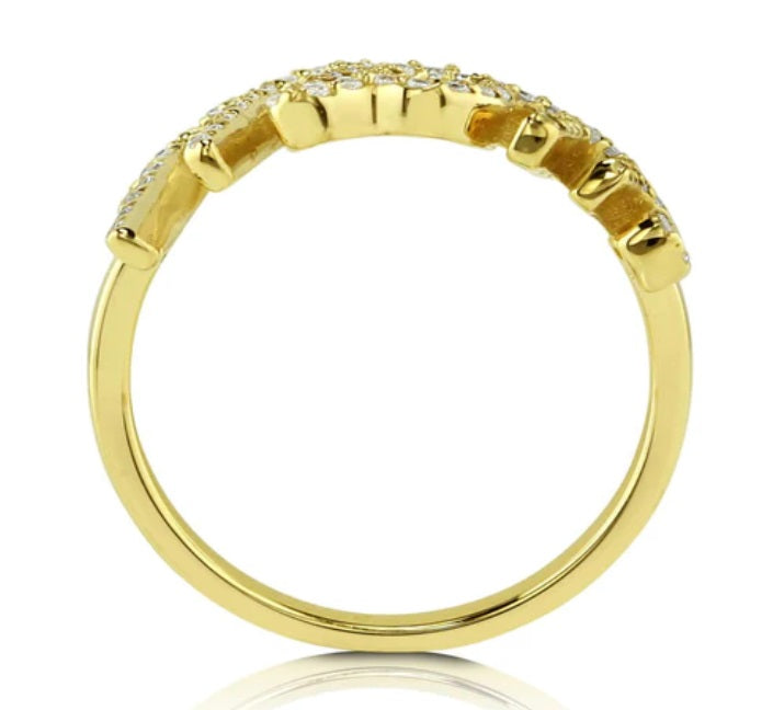 Mom CZ Ring in Gold Flashed Sterling Silver