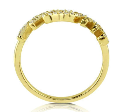 Mom CZ Ring in Gold Flashed Sterling Silver