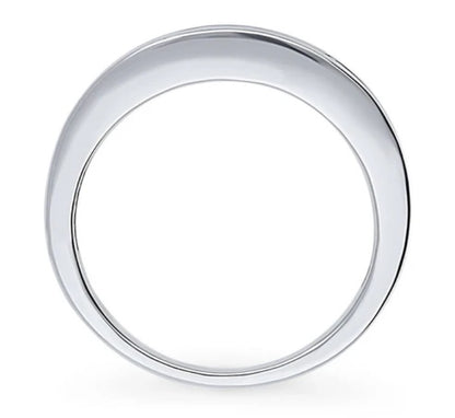 Channel Set CZ Curved Half Eternity Ring in Sterling Silver