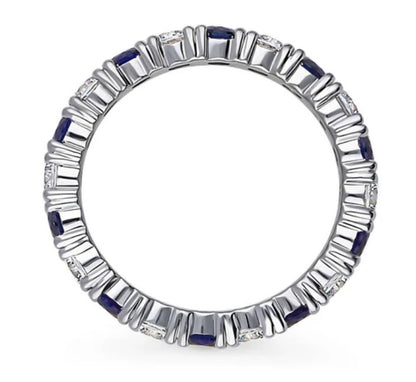 Simulated Blue Sapphire CZ Eternity Ring in Sterling Silver