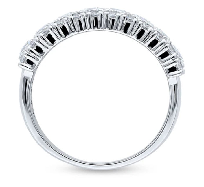 Art Deco CZ Half Eternity Ring in Sterling Silver