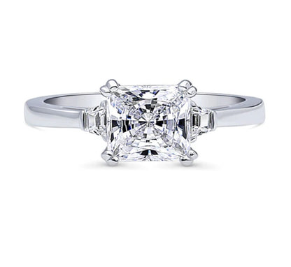 3-Stone Princess CZ Ring in Sterling Silver