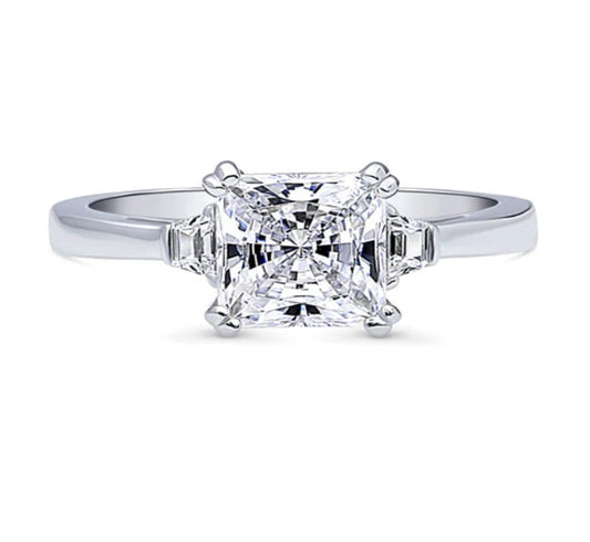 3-Stone Princess CZ Ring in Sterling Silver